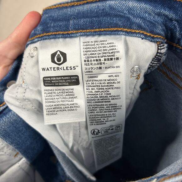Levis Wedgie Straight Jeans Womens 25 Blue Summer Love Hi Rise Buttonfly Stretch - Picture 7 of 10